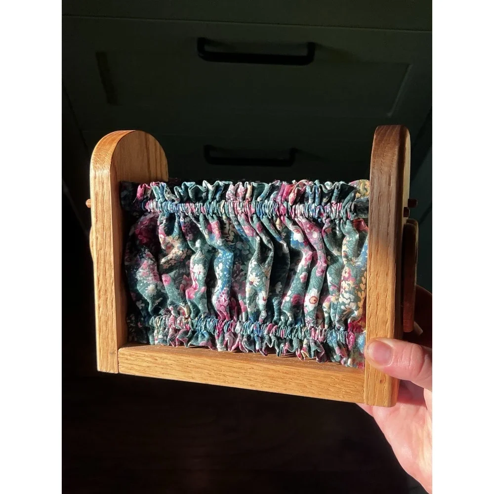 Vintage Wooden Napkin Holder, Cottage Core, Floral, Heart